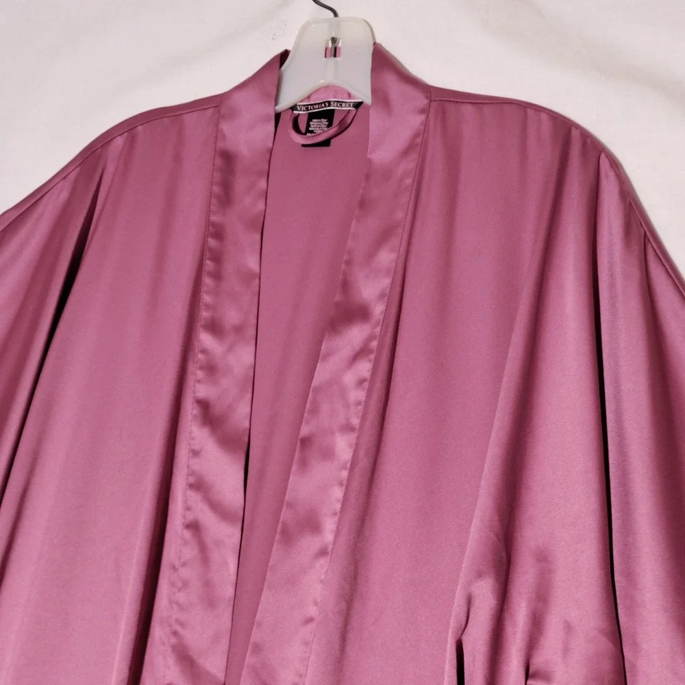 Vintage VICTORIA'S SECRET Nightgown Robe‎ Pink Satin Sz XS/S with Belt